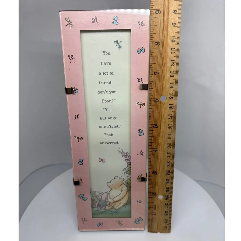 Winnie the Pooh Piglet Pink Picture Frame‎ Photo Display Quote Butterflies